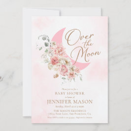 Över inbjudan till Måne Rosa Baby Shower