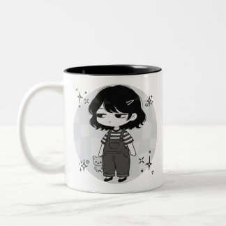 Over It Round Aesthetic Chibi Girl Illustration Två-Tonad Mugg