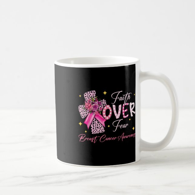 Över Kor Rosa Ribbon Christian Breast Cance Kaffemugg (Höger)