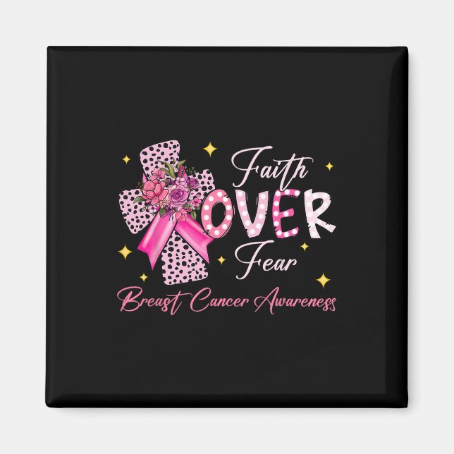 Över Kor Rosa Ribbon Christian Breast Cance Magnet (Framsidan)