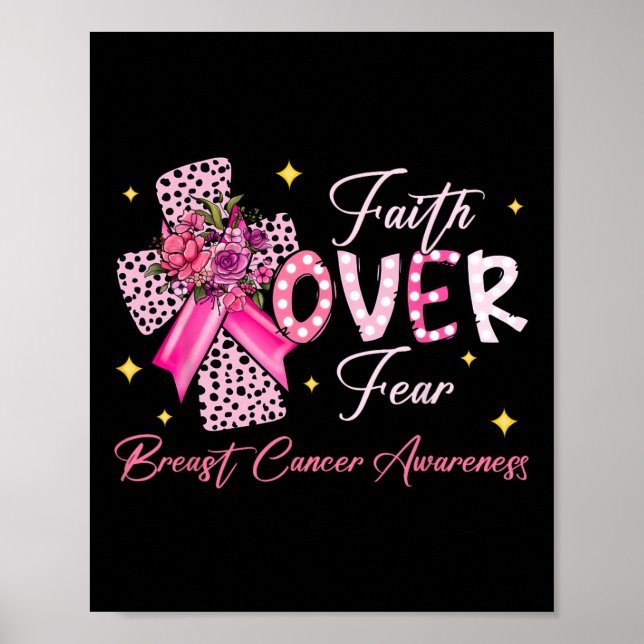Över Kor Rosa Ribbon Christian Breast Cance Poster (Framsidan)