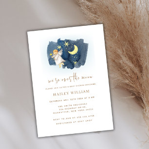 Över Måne Angel Måne Star Baby Shower Inbjudningar