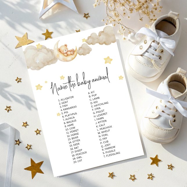 Över Måne, Baby djur, Namn för Baby Showe (Skapare uppladdad)