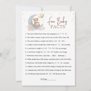 Över Måne babybilderna Roligt Baby Facts Game Card Inbjudningar
