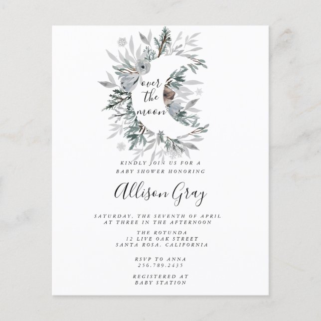 Över Måne babyduschen | BudgetFlyer Flygblad (Framsidan)