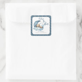 Över Måne babyduschen Fyrkantigt Klistermärke