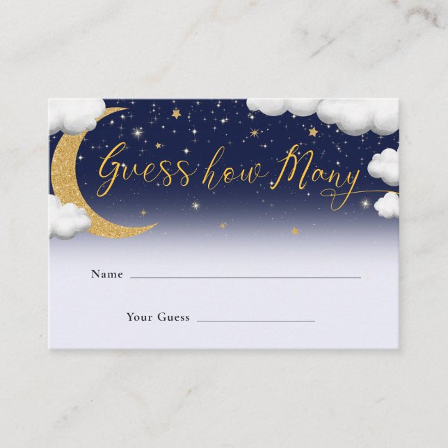 Över Måne babyduschen gissar hur många Tilläggskort (Framsida)