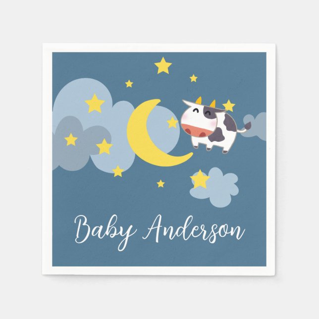 Över Måne babyduschen Pappersservett (Framsidan)