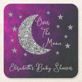 Över Måne babyduschen Underlägg Papper Kvadrat
