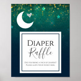 Över Måne babyskådans dagbok Raffle Party-skylt Poster