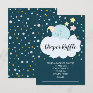 Över Måne babyskådaren Diaper Raffle Biljett Inbjudningar