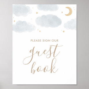 Över Måne Babyskussgästens Bok-skylt Poster