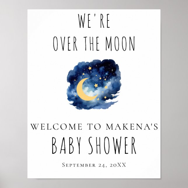 Över Måne babyskylt Poster (Framsidan)
