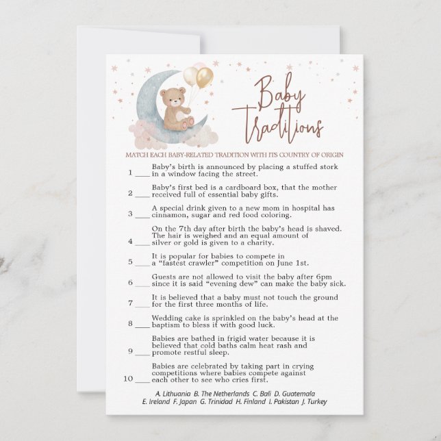 Över Måne babyvisaren Sant eller falskt spelkort Inbjudningar (Framsida)