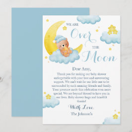 Över Måne Bear Boy Baby Shower Tack Kort