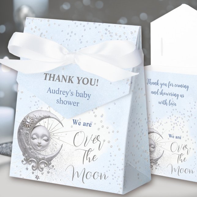 Över Måne Blue Boy Baby Shower Tält Favor Box Presentaskar (Over The Moon Blue Boy Baby Shower Tent Favor Box)