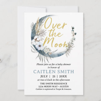 Över Måne Boho Baby Shower Boy-inbjudan Inbjudningar