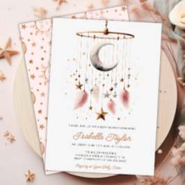 Över Måne Boho Celestial Girl Baby Shower Inbjudningar