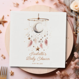 Över Måne Boho Celestial Girl Baby Shower Pappersservett