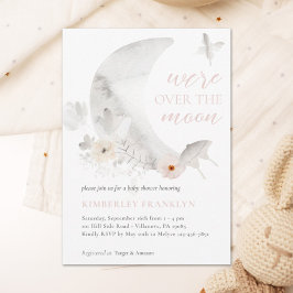 Över Måne Boho Girl Baby Shower Inbjudningar