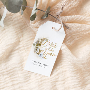 Över Måne Boho Guld damm och moln Presentetikett