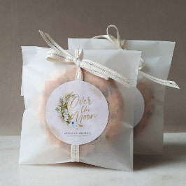 Över Måne Boho Guld damm och moln Runt Klistermärke