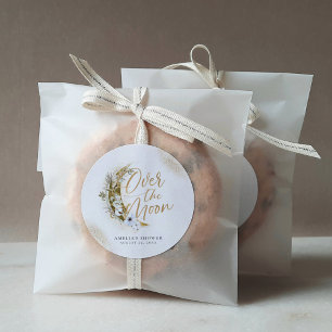 Över Måne Boho Guld damm och moln Runt Klistermärke