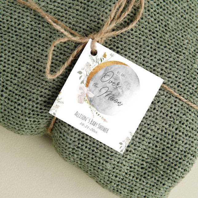 Över Måne boho, könsneutral babydusch Gåvor Etiketter (Skapare uppladdad)