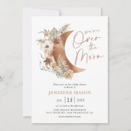 Över Måne Boho Neutral Baby Shower Inbjudningar