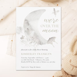 Över Måne Boho Neutral Baby Shower Inbjudningar