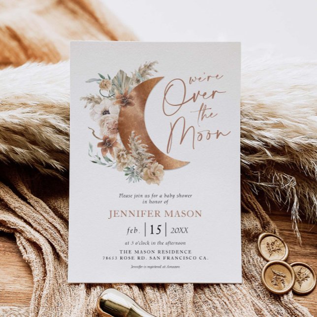 Över Måne Boho Neutral Baby Shower Inv. Inbjudningar (Skapare uppladdad)