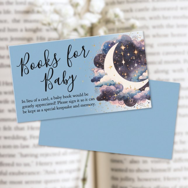 Över Måne Bokar för babyskor Tilläggskort (Over The Moon Books For Baby Shower Enclosure Card)