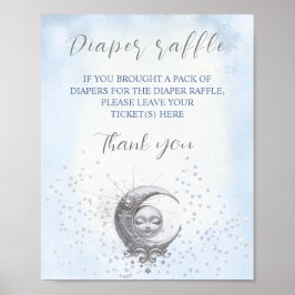 Över Måne Boy Baby Shower Diaper Raffle Sign Poster