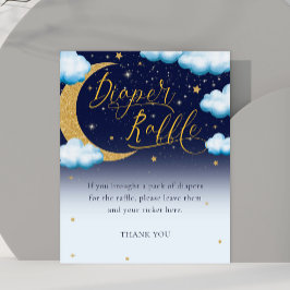 Över Måne Boy Baby Shower Diaper Raffle Sign Poster