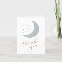 Över Måne Boy Baby Shower - tackkort