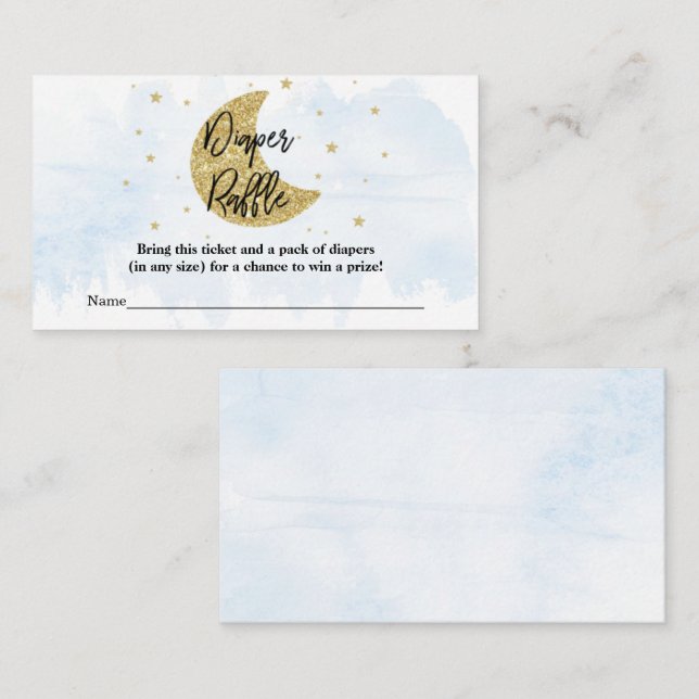 Över Måne | Boys Baby Shower Diaper Raffle Tilläggskort (Fram/baksida)