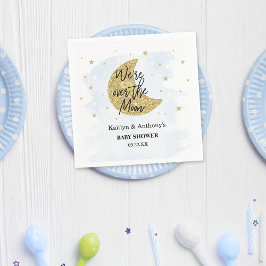 Över Måne | Boys Baby Shower Napkins Pappersservett