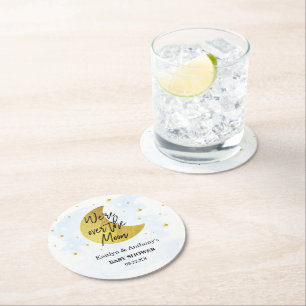 Över Måne Boys Baby Shower Underlägg Papper Rund