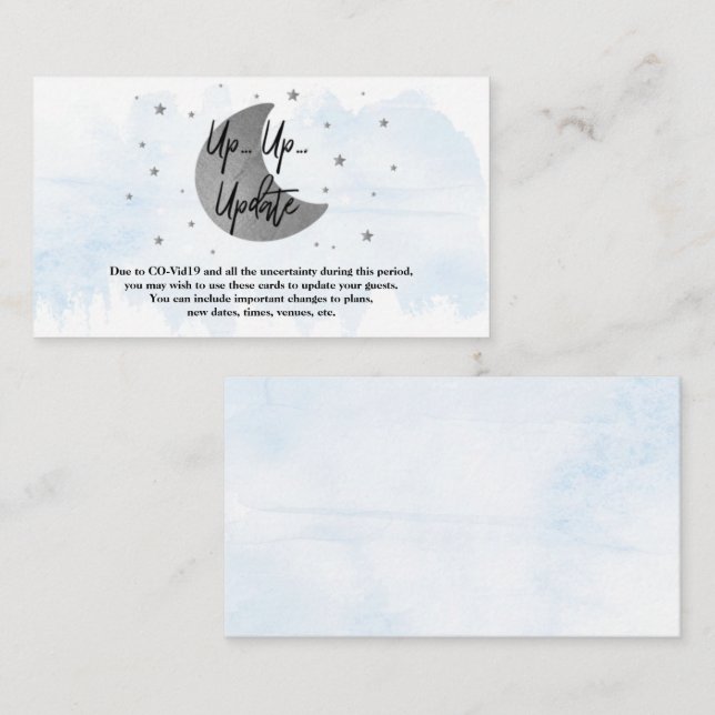 Över Måne | Boys Baby Shower-uppdateringskort Tilläggskort (Fram/baksida)