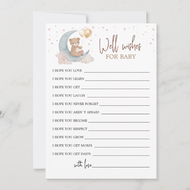 Över Måne brunnen Önskemål för kortet Baby Inbjudningar (Framsida)