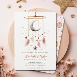Över Måne Celestial Rosa Girl Baby Shower Chic Inbjudningar