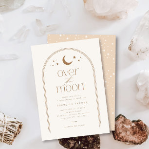 Över Måne Cream Boho Baby Shower-inbjudan Inbjudningar
