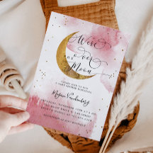 Över Måne Dreamy Guld Girl Baby Shower