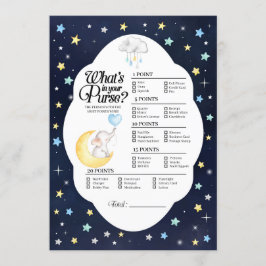 Över Måne Elephant What's in your Purse Game Inbjudningar