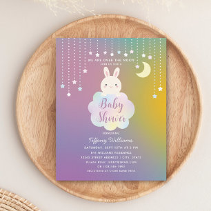 Över Måne finns det lite Bunny på vägen till babyd Inbjudningar