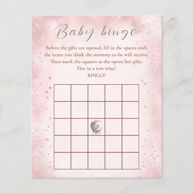 Över Måne Flickans babyskor Game Baby Bingo (Framsida)