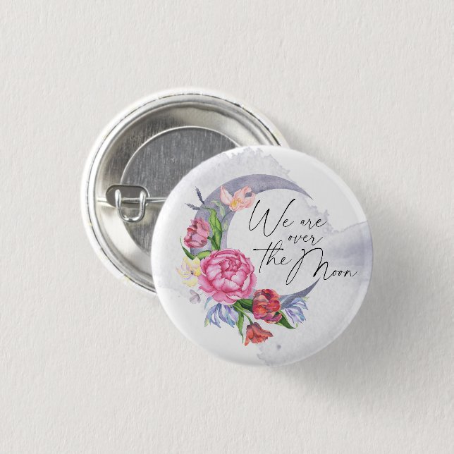 Över måne Flowers babydusch Knapp (Framsida & baksida)