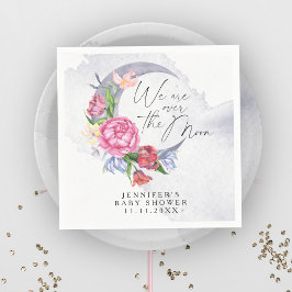 Över måne Flowers babydusch Pappersservett