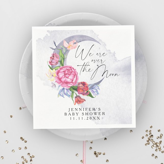 Över måne Flowers babydusch Pappersservett (Skapare uppladdad)