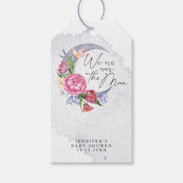 Över måne Flowers babydusch Presentetikett